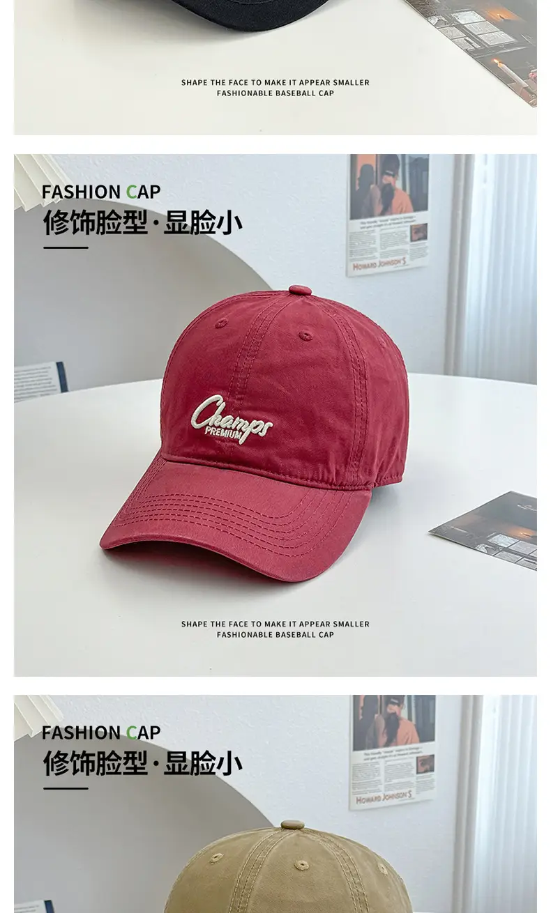 Korean Washed Cotton Baseball Cap Red Men Women — feature 14