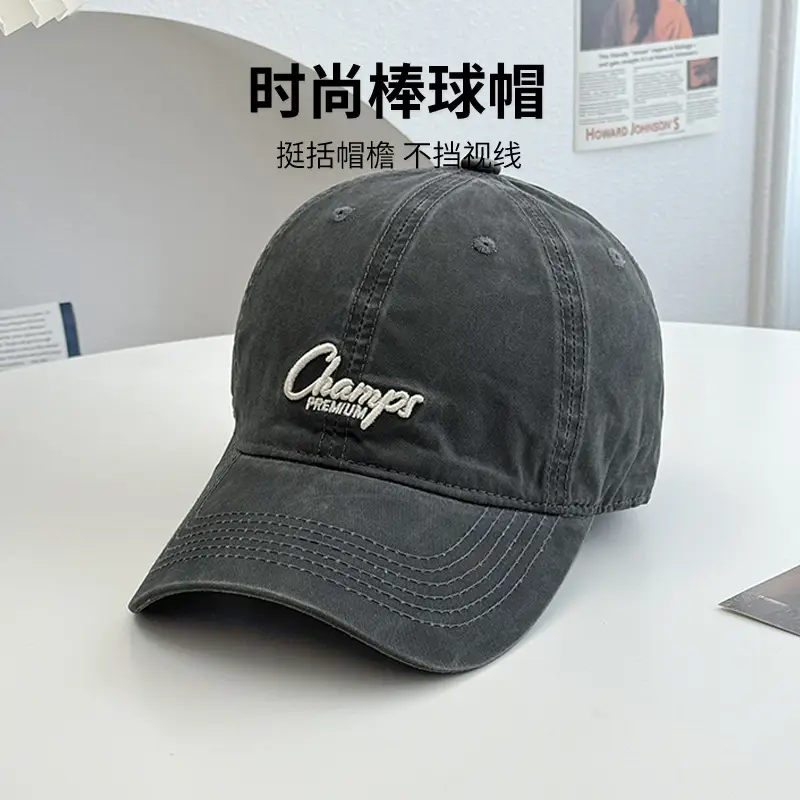 Korean Washed Cotton Baseball Cap Red Men Women - Image 6