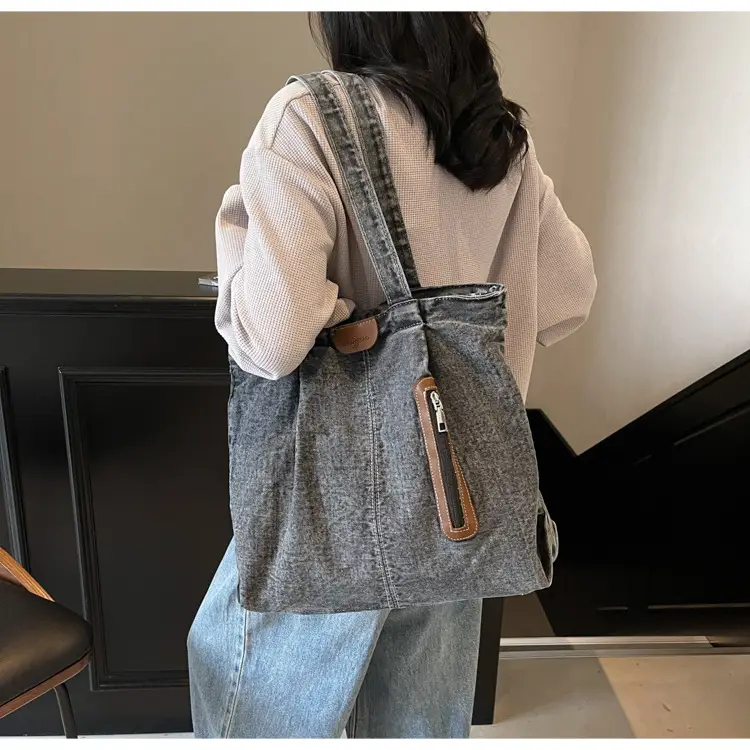 Retro Wash Denim Crossbody Bag Large Capacity — feature 22