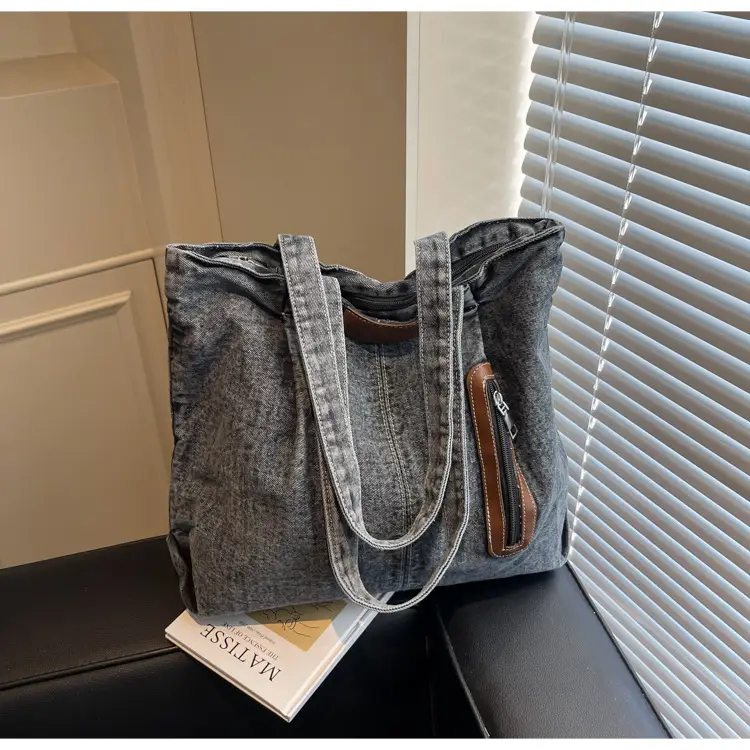Retro Wash Denim Crossbody Bag Large Capacity — feature 27