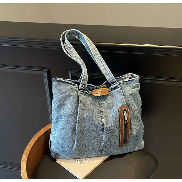 Retro Wash Denim Crossbody Bag Large Capacity — feature 29