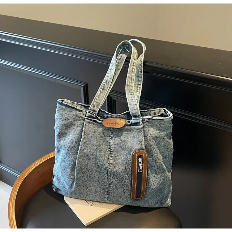 Retro Wash Denim Crossbody Bag Large Capacity — feature 30