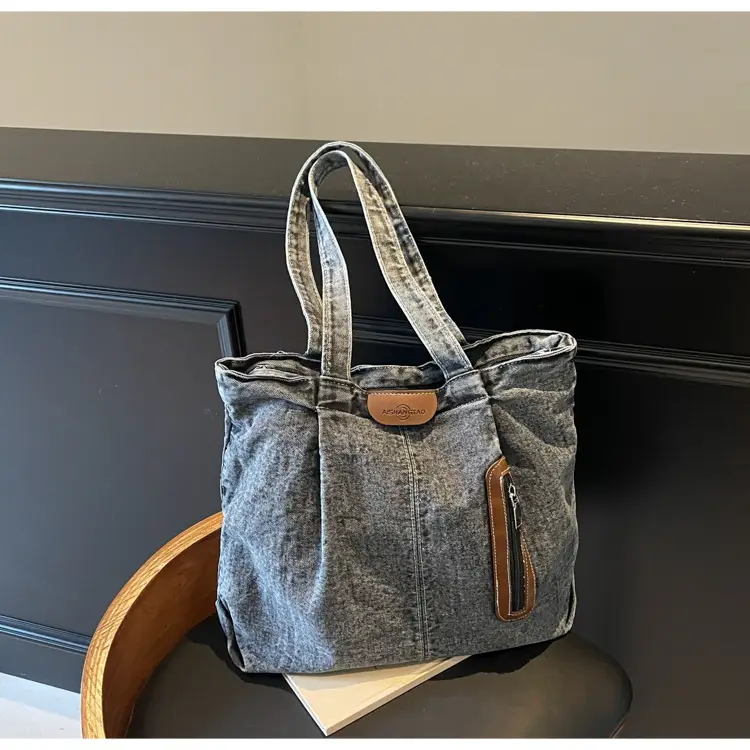 Retro Wash Denim Crossbody Bag Large Capacity — feature 32
