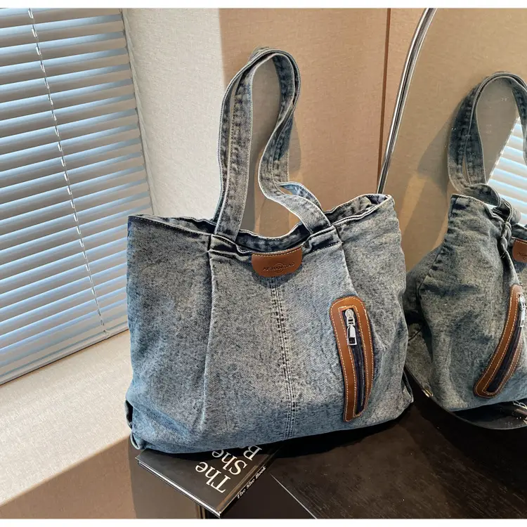 Retro Wash Denim Crossbody Bag Large Capacity — feature 33