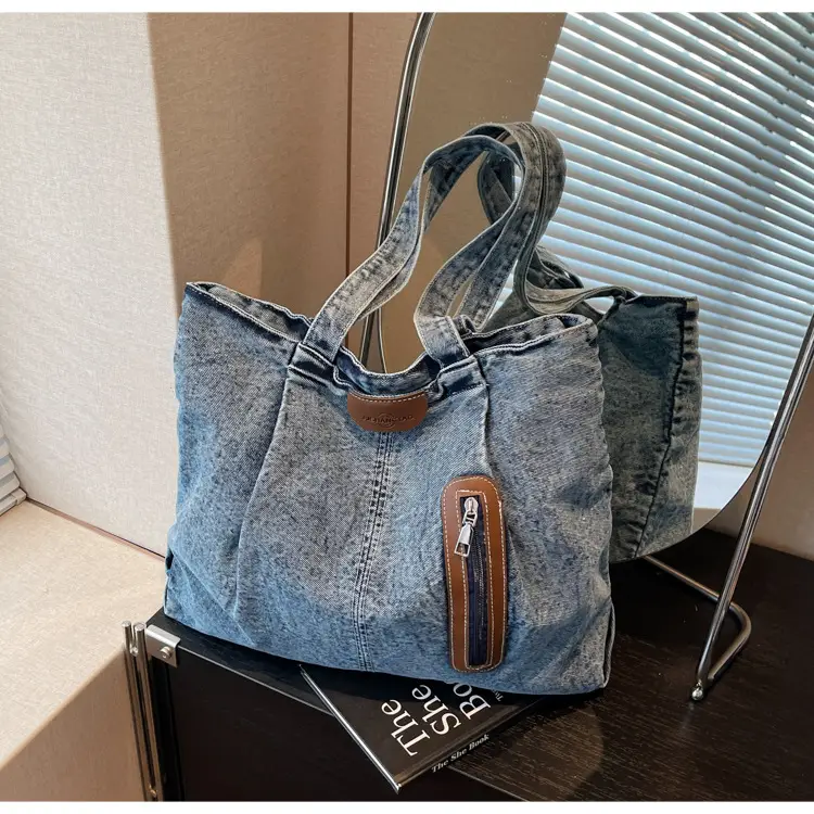 Retro Wash Denim Crossbody Bag Large Capacity — feature 34