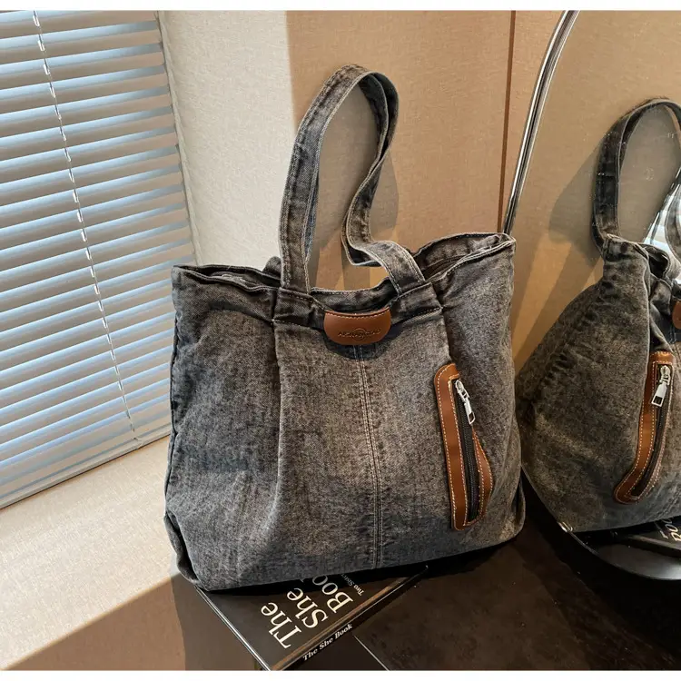 Retro Wash Denim Crossbody Bag Large Capacity — feature 35