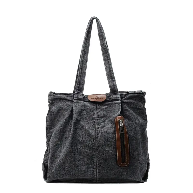 Retro Wash Denim Crossbody Bag Large Capacity