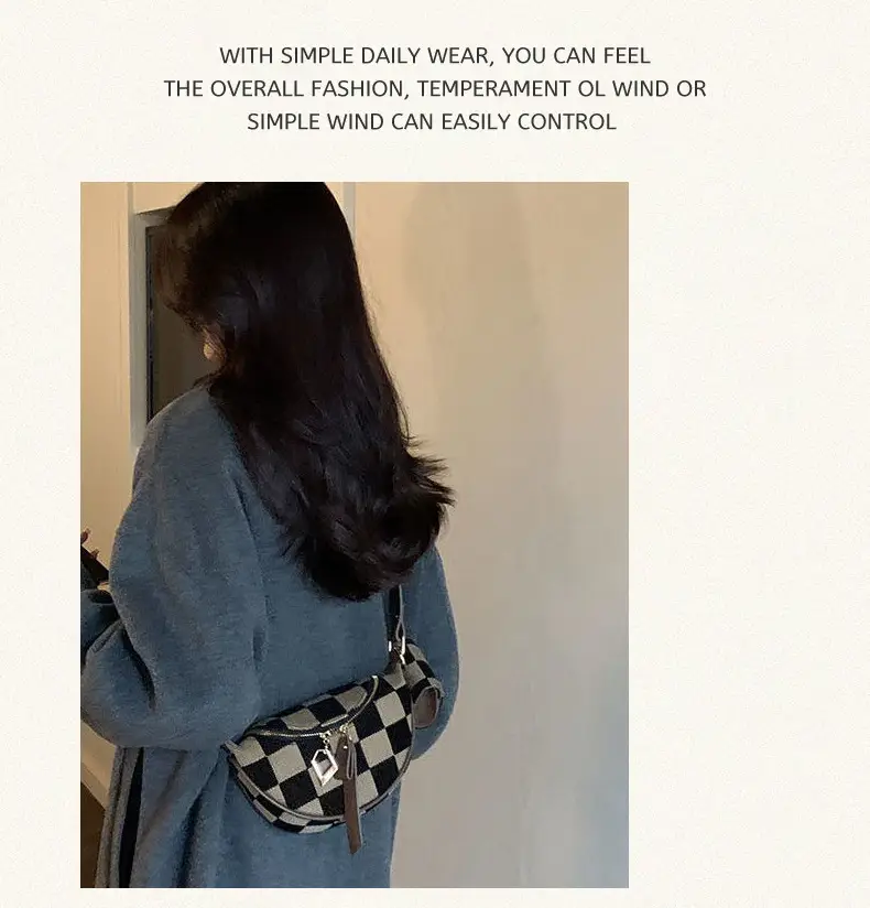 Vintage Checkerboard Shoulder Crossbody Bag for Women — feature 11