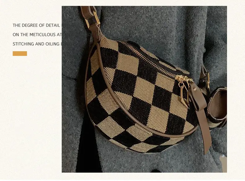 Vintage Checkerboard Shoulder Crossbody Bag for Women — feature 12