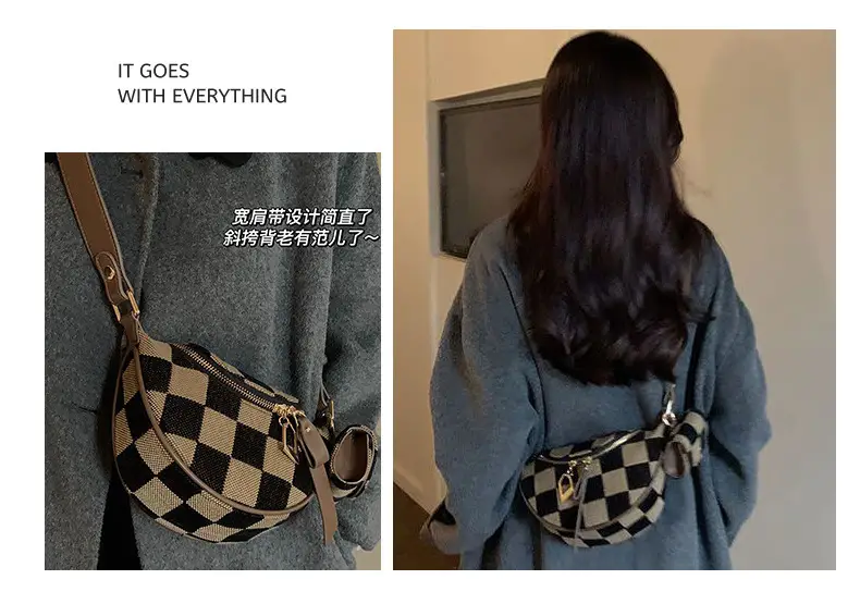 Vintage Checkerboard Shoulder Crossbody Bag for Women — feature 15