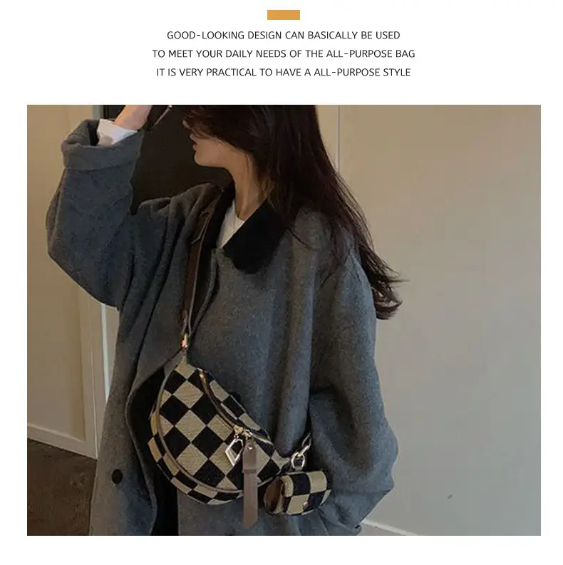 Vintage Checkerboard Shoulder Crossbody Bag for Women — feature 16