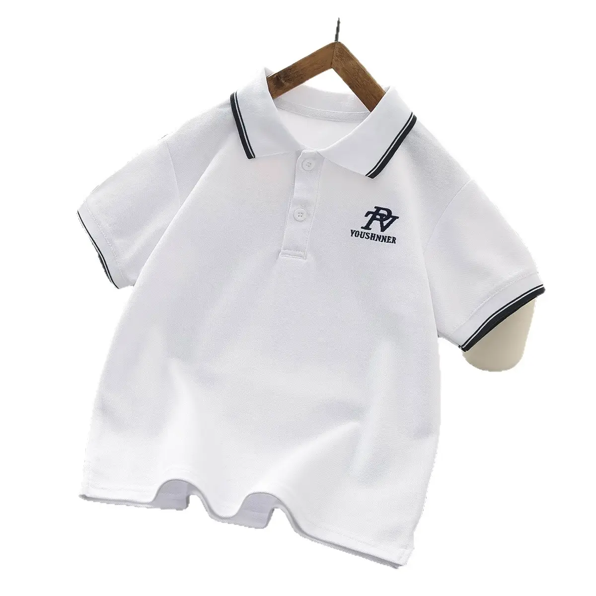 2025 Boys Polo Shirt White Blue Pink Short Sleeve Embroidered - Image 9