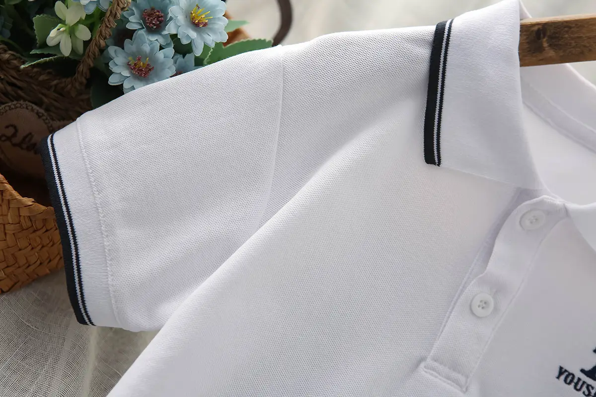 2025 Boys Polo Shirt White Blue Pink Short Sleeve Embroidered — feature 10