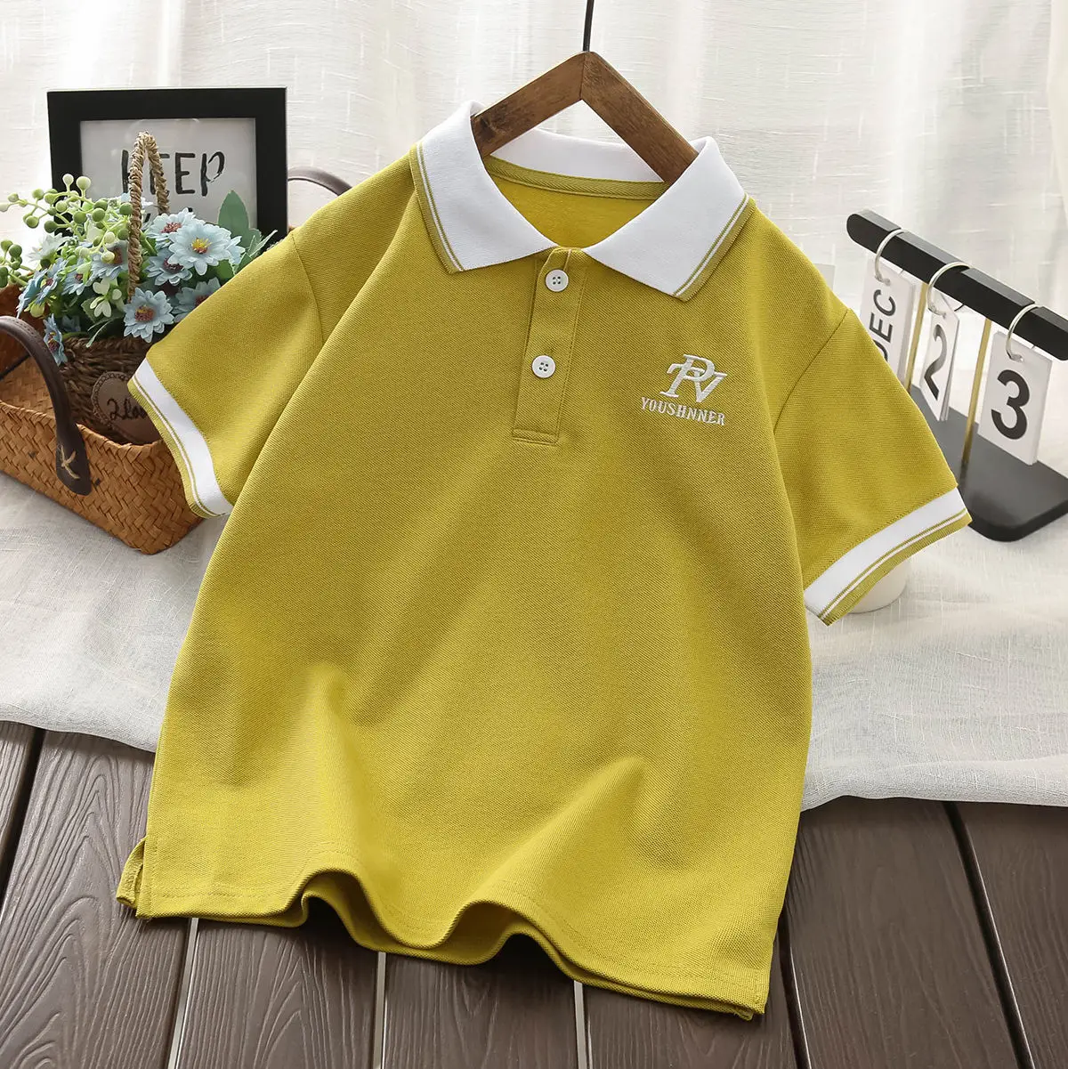 2025 Boys Polo Shirt White Blue Pink Short Sleeve Embroidered - Image 3