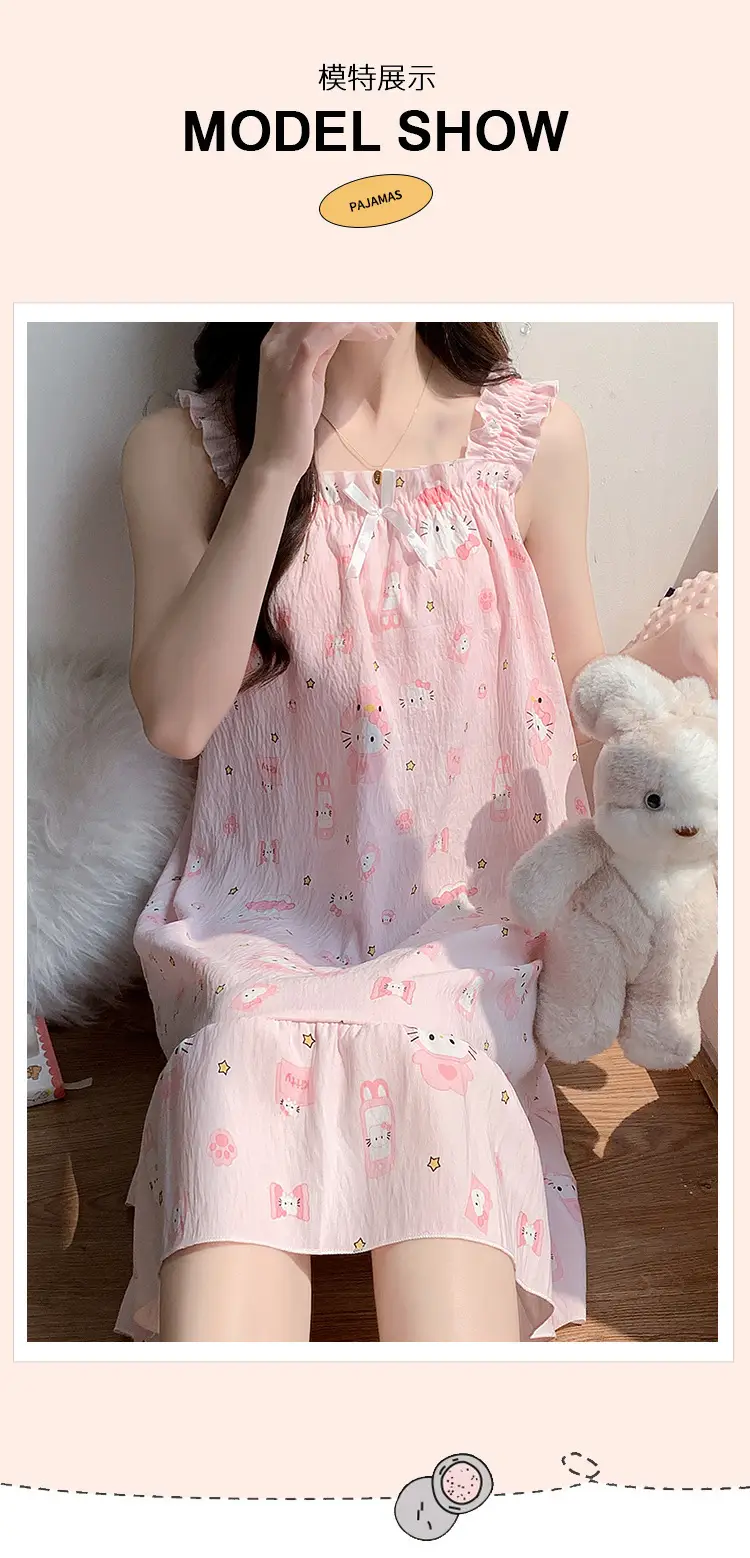 Nightgown for Women Summer Suspender New Style Princess Style Accessible Luxury Pure Desire Sweet Lace with Breast Pad Simple Home Wear 106 — feature 1
