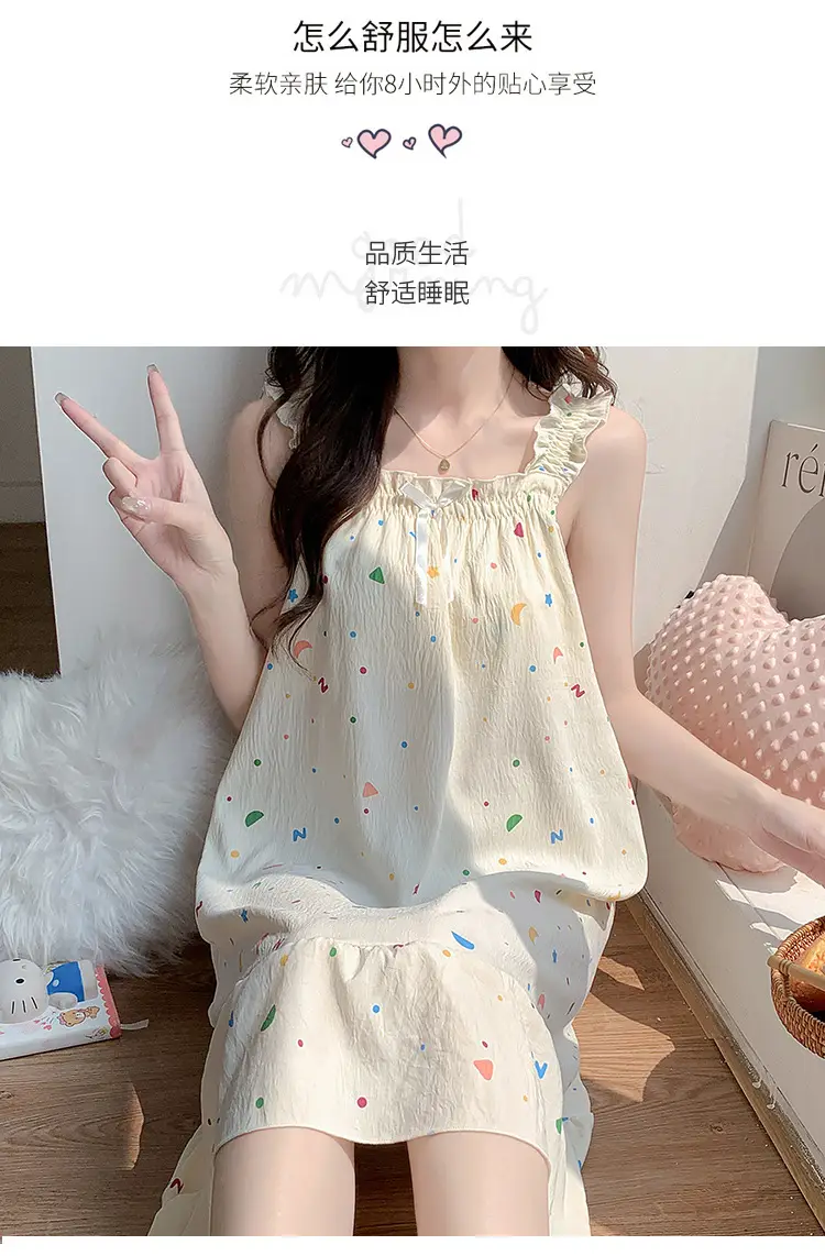 Nightgown for Women Summer Suspender New Style Princess Style Accessible Luxury Pure Desire Sweet Lace with Breast Pad Simple Home Wear 106 — feature 23