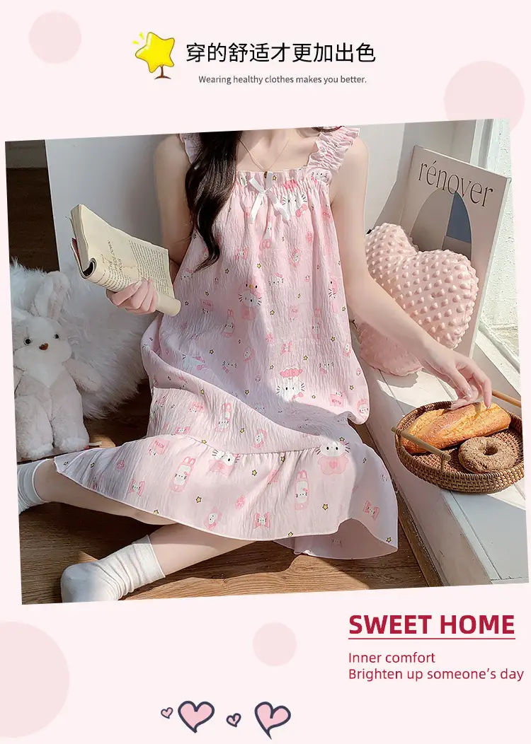 Nightgown for Women Summer Suspender New Style Princess Style Accessible Luxury Pure Desire Sweet Lace with Breast Pad Simple Home Wear 106 — feature 5