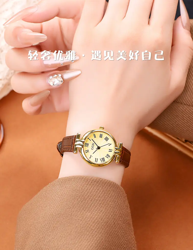 Goldie Women's Quartz Leather Watch with Roman Dial — feature 2