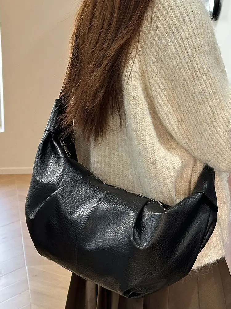 2025 Korean Style Black Pleated Shoulder Bag - Image 7