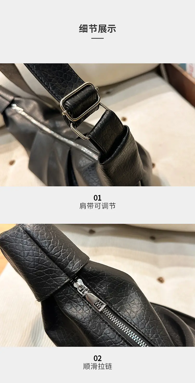 2025 Korean Style Black Pleated Shoulder Bag — feature 6