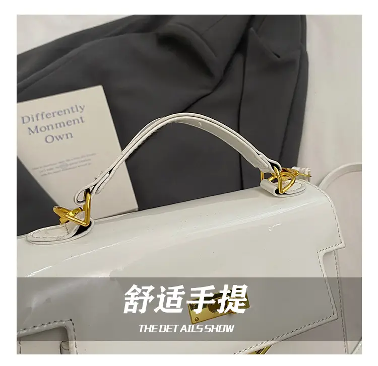 Women's Cream Leather Handbag Set with Lock Buckle 2026 — feature 13