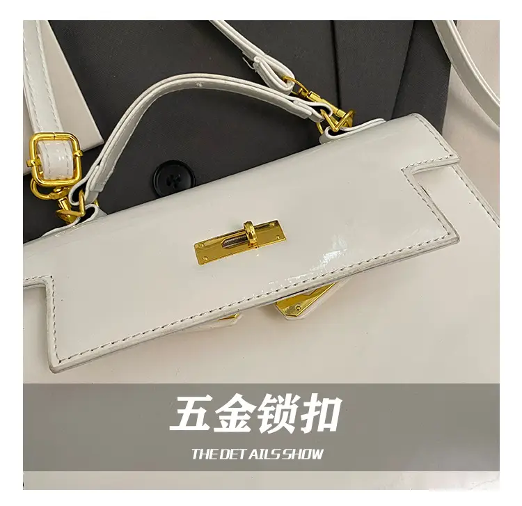 Women's Cream Leather Handbag Set with Lock Buckle 2026 — feature 15