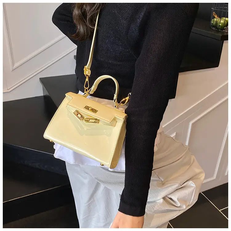 Women's Cream Leather Handbag Set with Lock Buckle 2026 — feature 20
