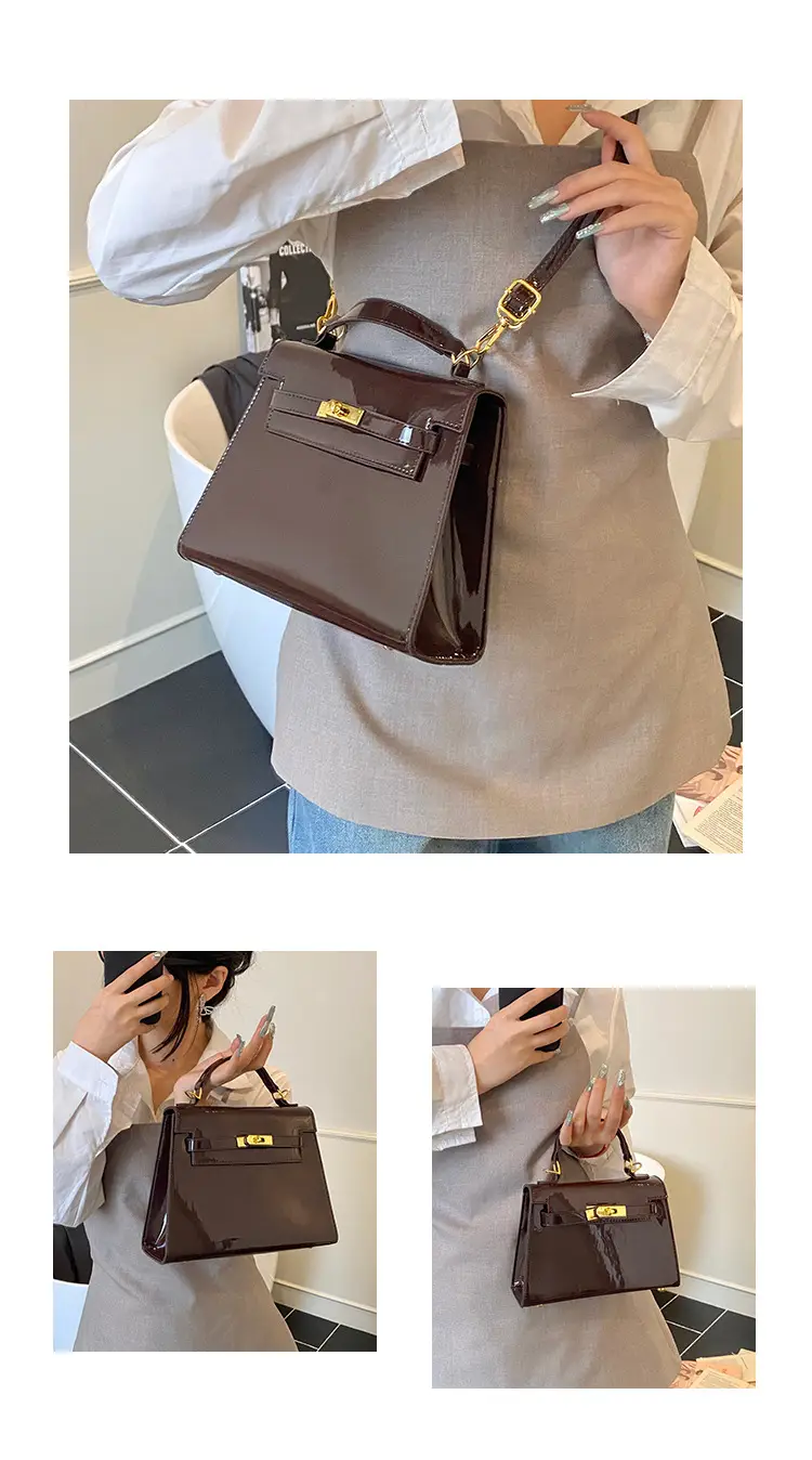 Women's Cream Leather Handbag Set with Lock Buckle 2026 — feature 5