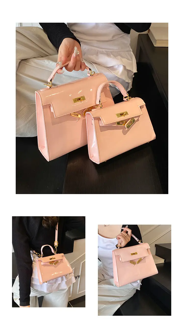 Women's Cream Leather Handbag Set with Lock Buckle 2026 — feature 8