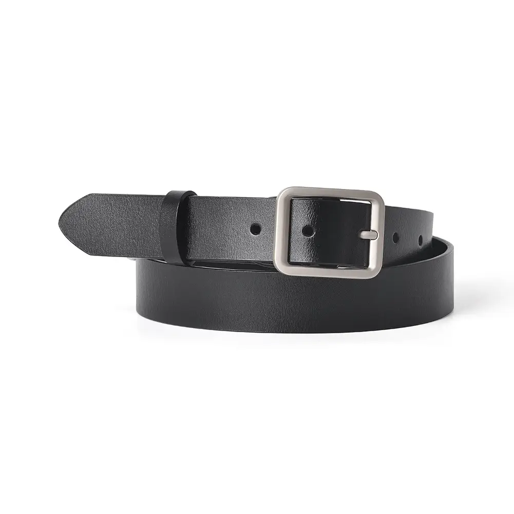 Square Buckle Women's Belt Genuine Leather Black Brown - Image 7