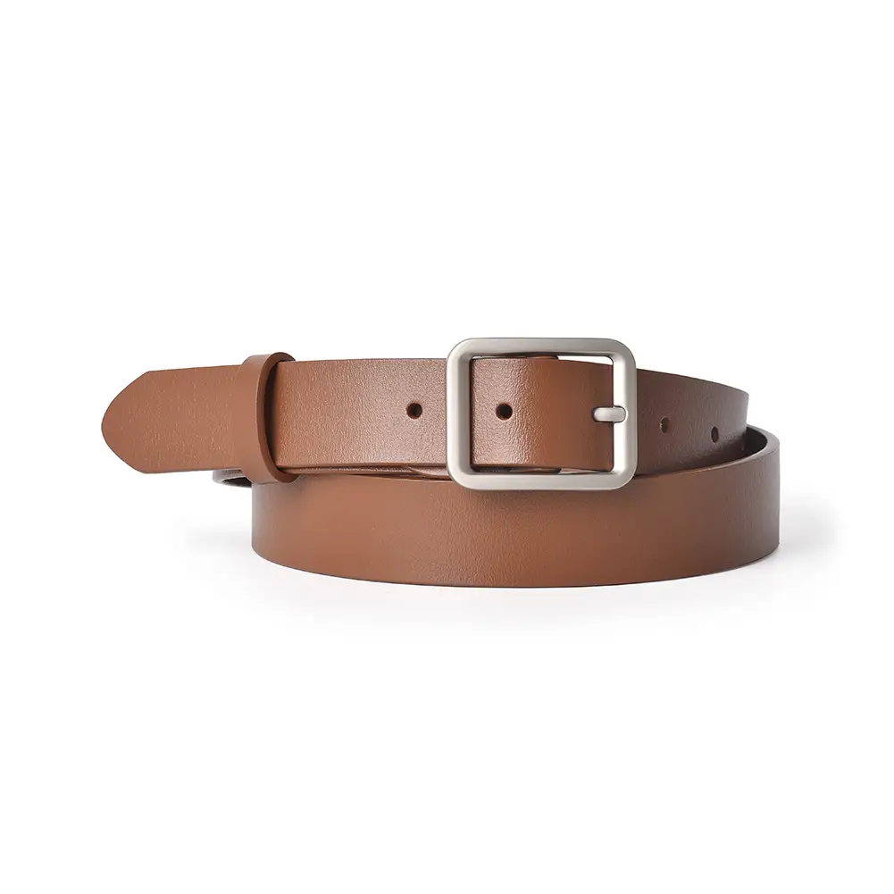 Square Buckle Women's Belt Genuine Leather Black Brown - Image 8