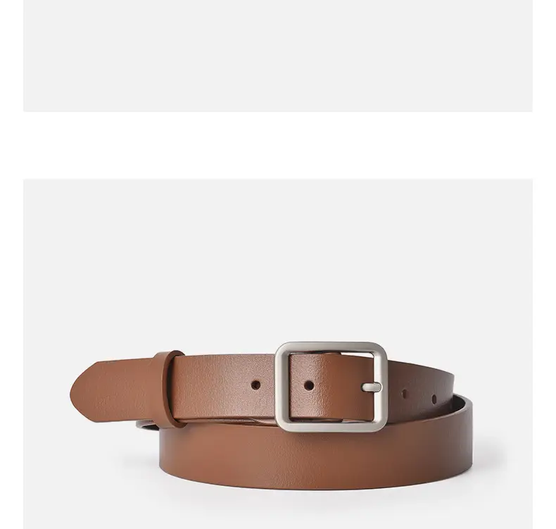 Square Buckle Women's Belt Genuine Leather Black Brown — feature 10