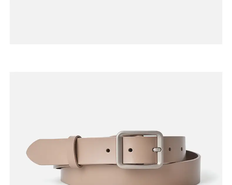 Square Buckle Women's Belt Genuine Leather Black Brown — feature 11