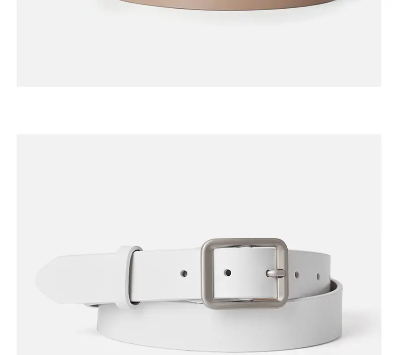 Square Buckle Women's Belt Genuine Leather Black Brown — feature 12