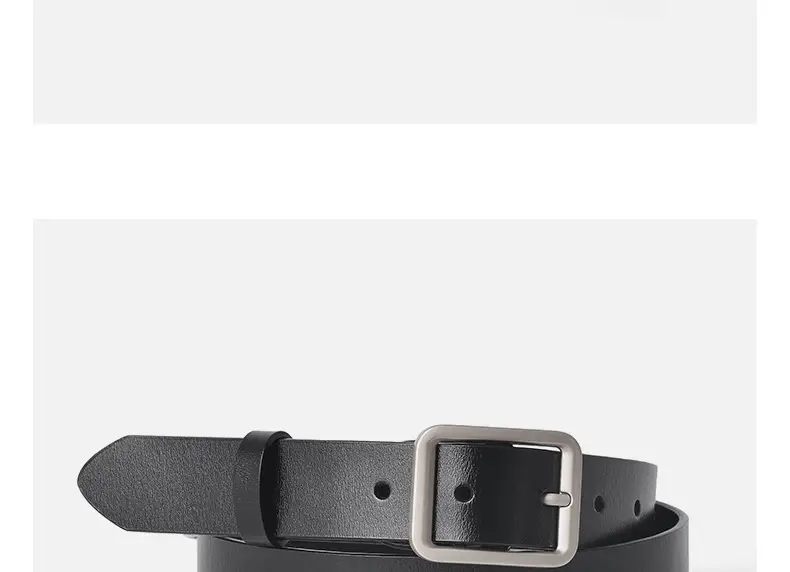 Square Buckle Women's Belt Genuine Leather Black Brown — feature 13