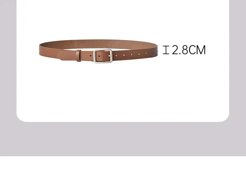 Square Buckle Women's Belt Genuine Leather Black Brown — feature 3