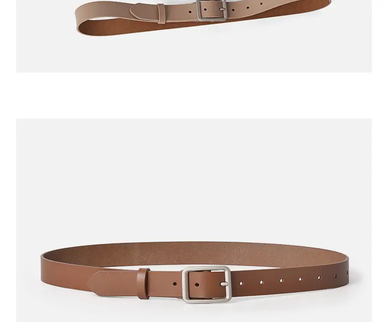 Square Buckle Women's Belt Genuine Leather Black Brown — feature 9