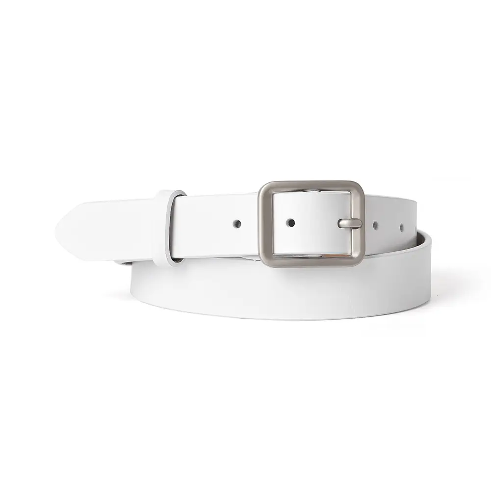 Square Buckle Women's Belt Genuine Leather Black Brown - Image 2