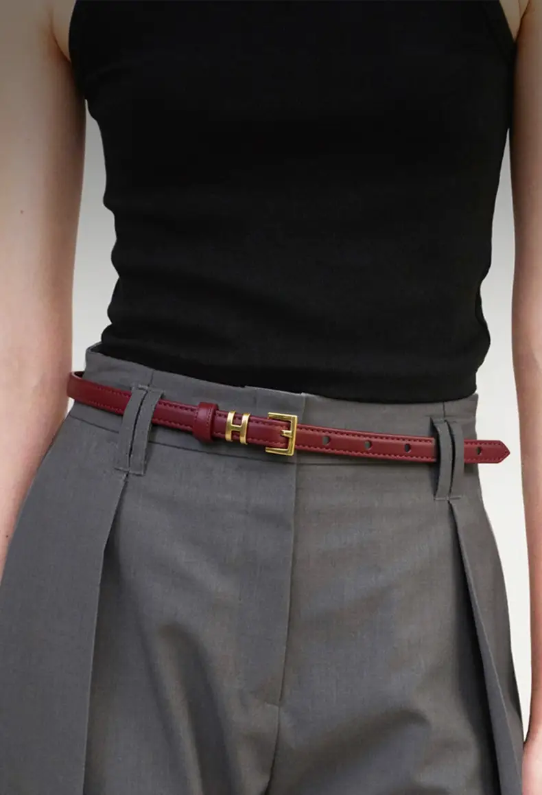 White Genuine Leather Thin Belt for Women — feature 1