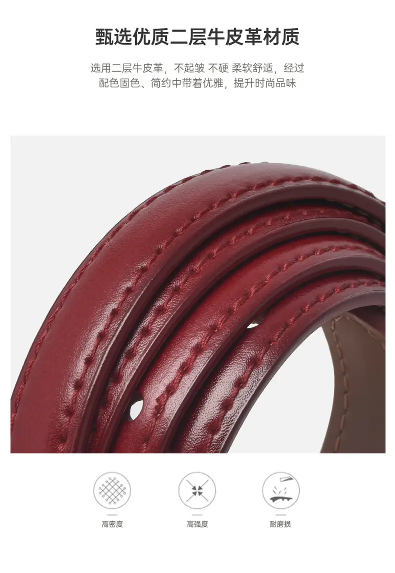 White Genuine Leather Thin Belt for Women — feature 4