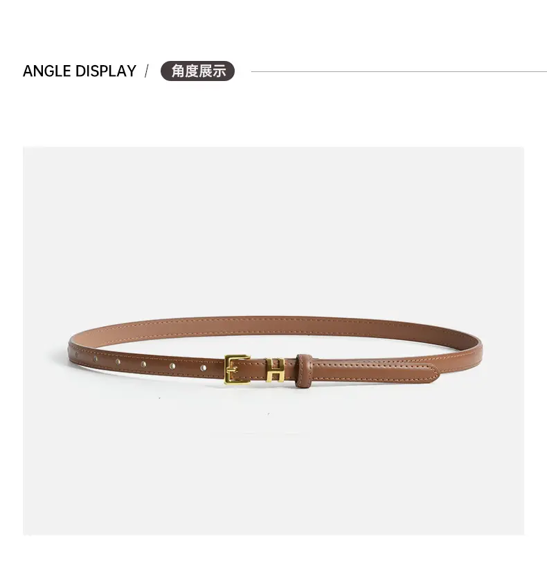White Genuine Leather Thin Belt for Women — feature 7