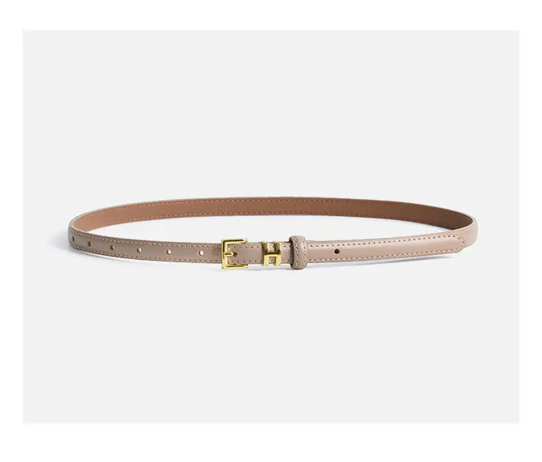 White Genuine Leather Thin Belt for Women — feature 8