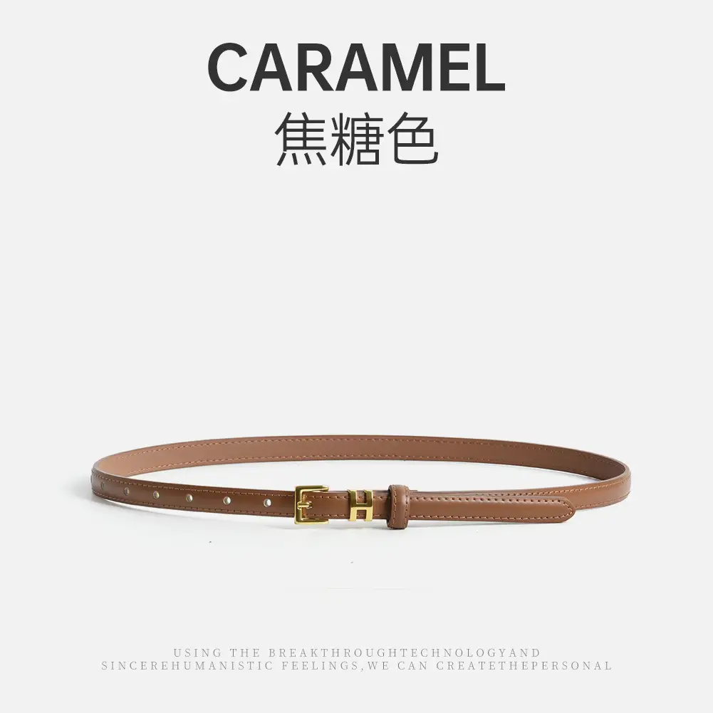 White Genuine Leather Thin Belt for Women - Image 2