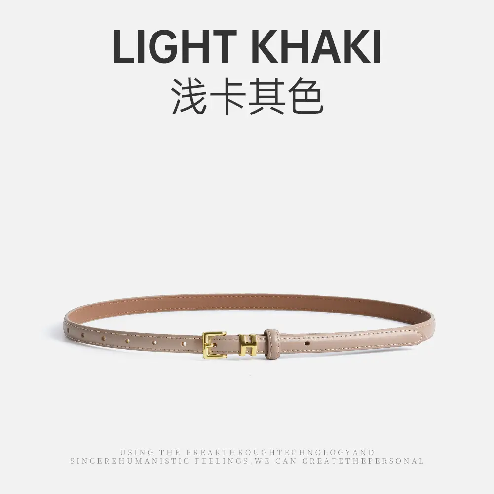 White Genuine Leather Thin Belt for Women - Image 3