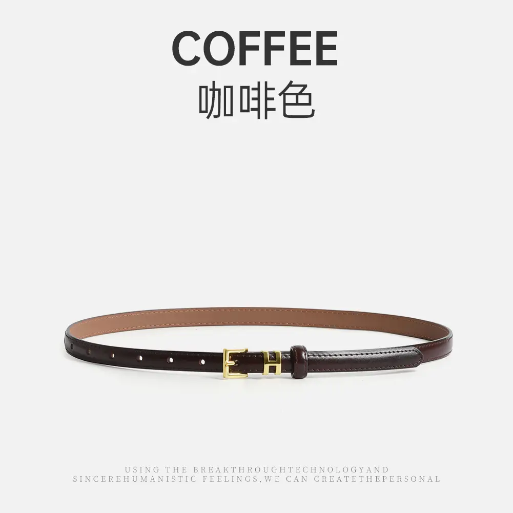 White Genuine Leather Thin Belt for Women - Image 5