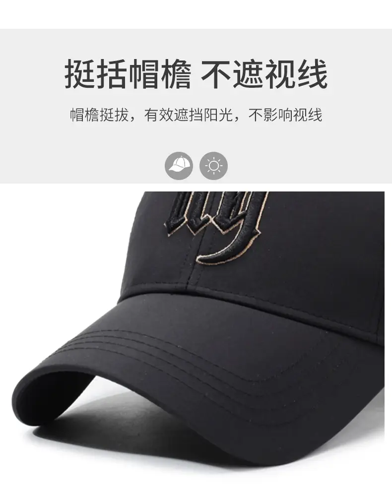 Men Grey NY&IA Baseball Cap Lightweight Sun Hat — feature 2