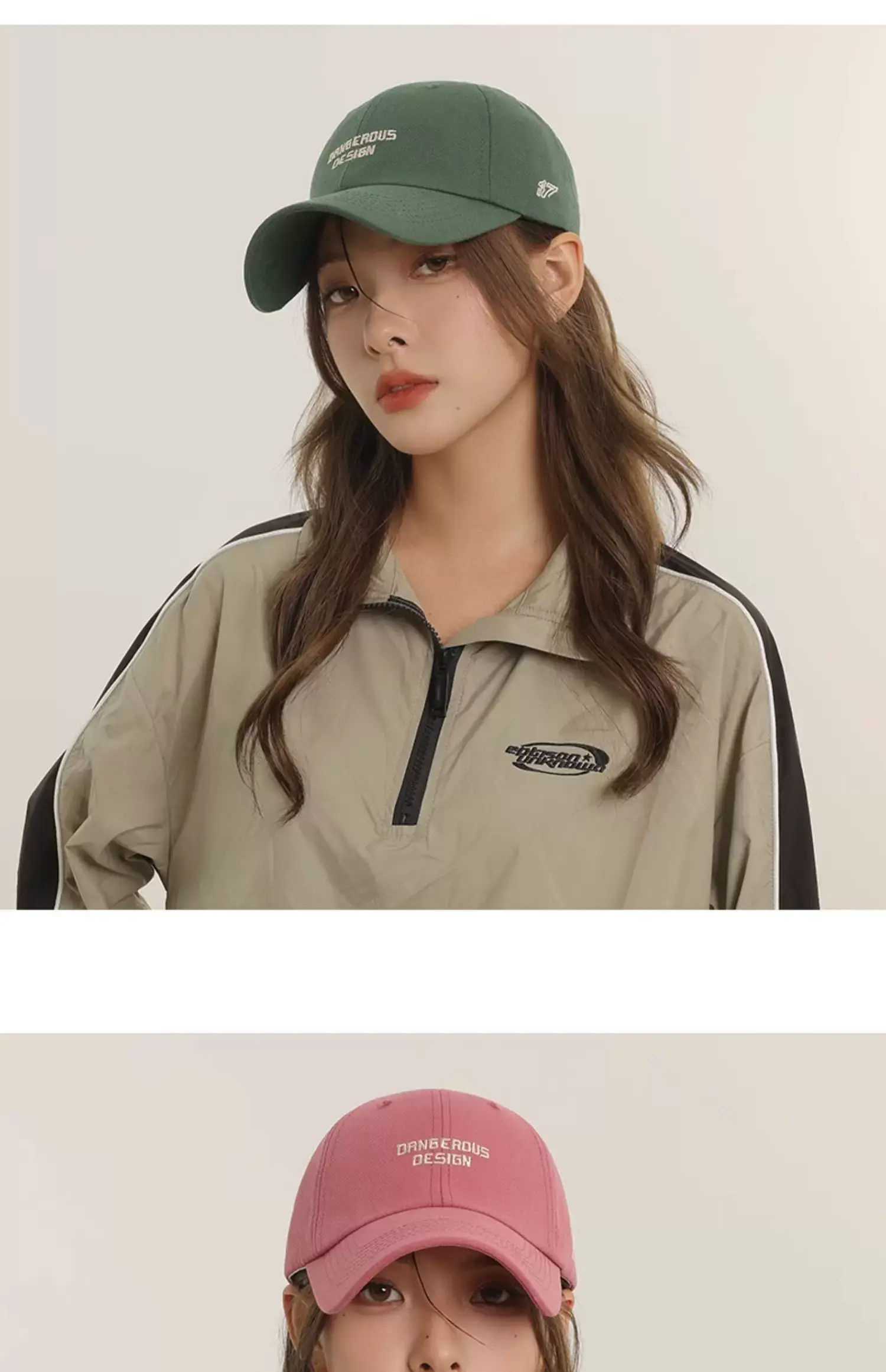Women Japanese Design Cap Raspberry Red Wide Brim — feature 3