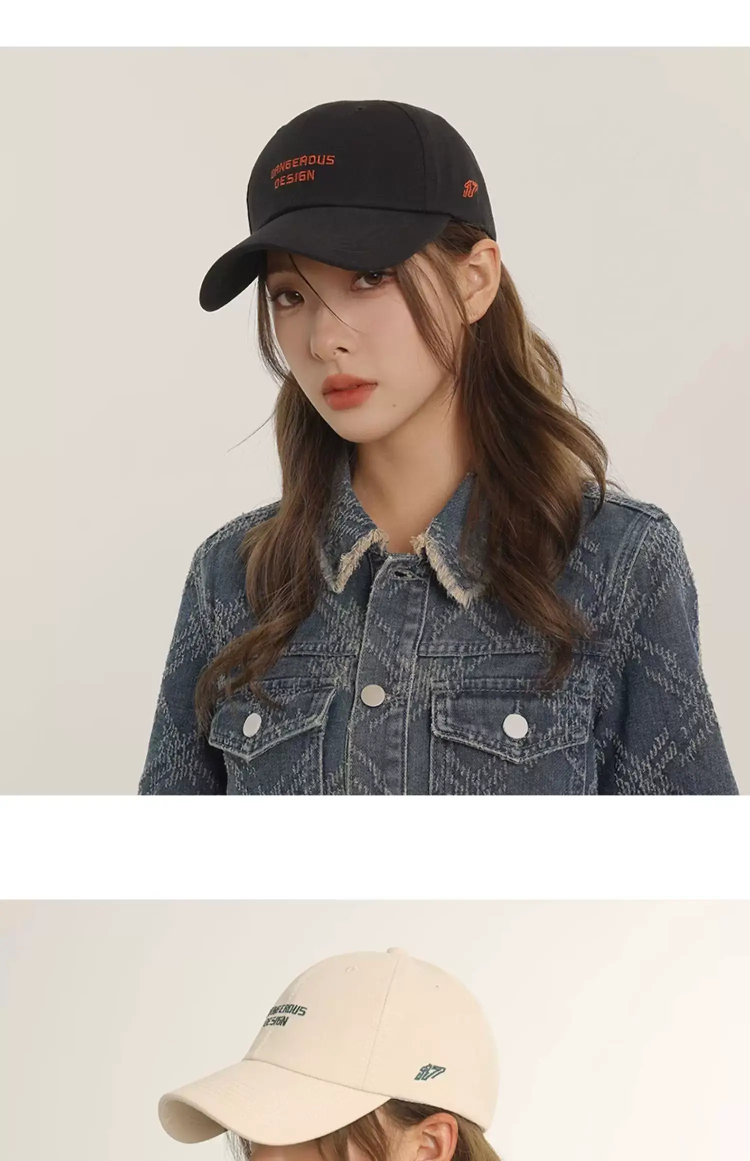 Women Japanese Design Cap Raspberry Red Wide Brim — feature 5