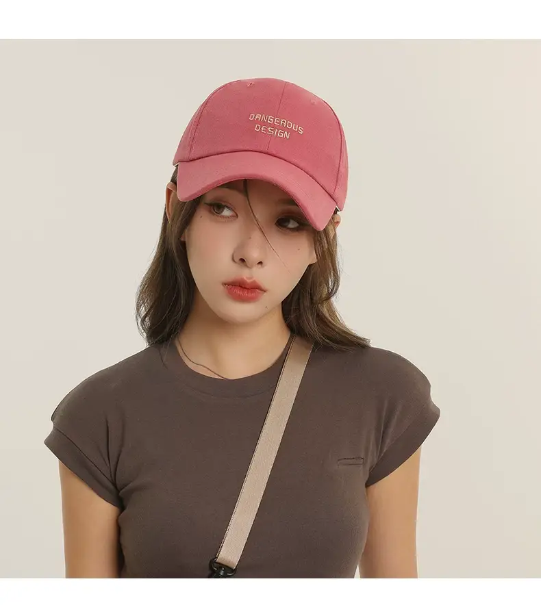 Women Japanese Design Cap Raspberry Red Wide Brim — feature 7