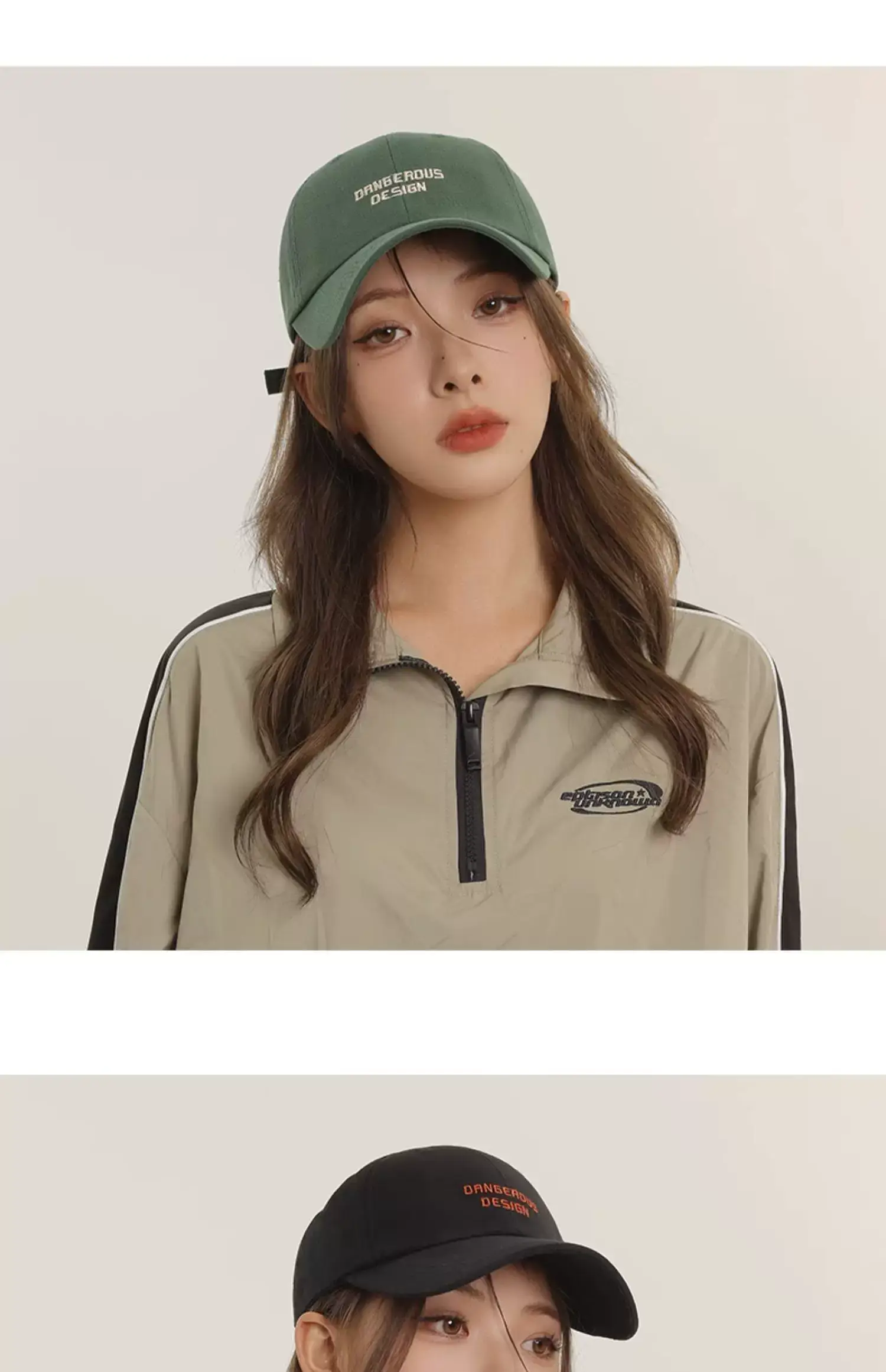Women Japanese Design Cap Raspberry Red Wide Brim — feature 8